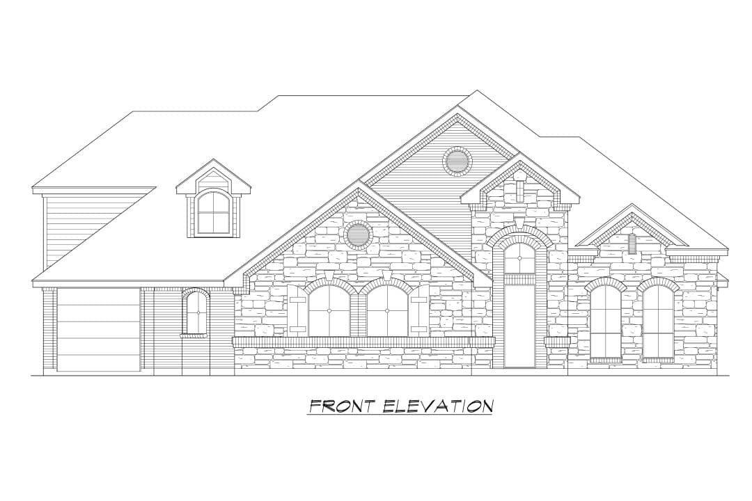 Home Plan Front Elevation of this 4-Bedroom,3165 Sq Ft Plan -195-1371
