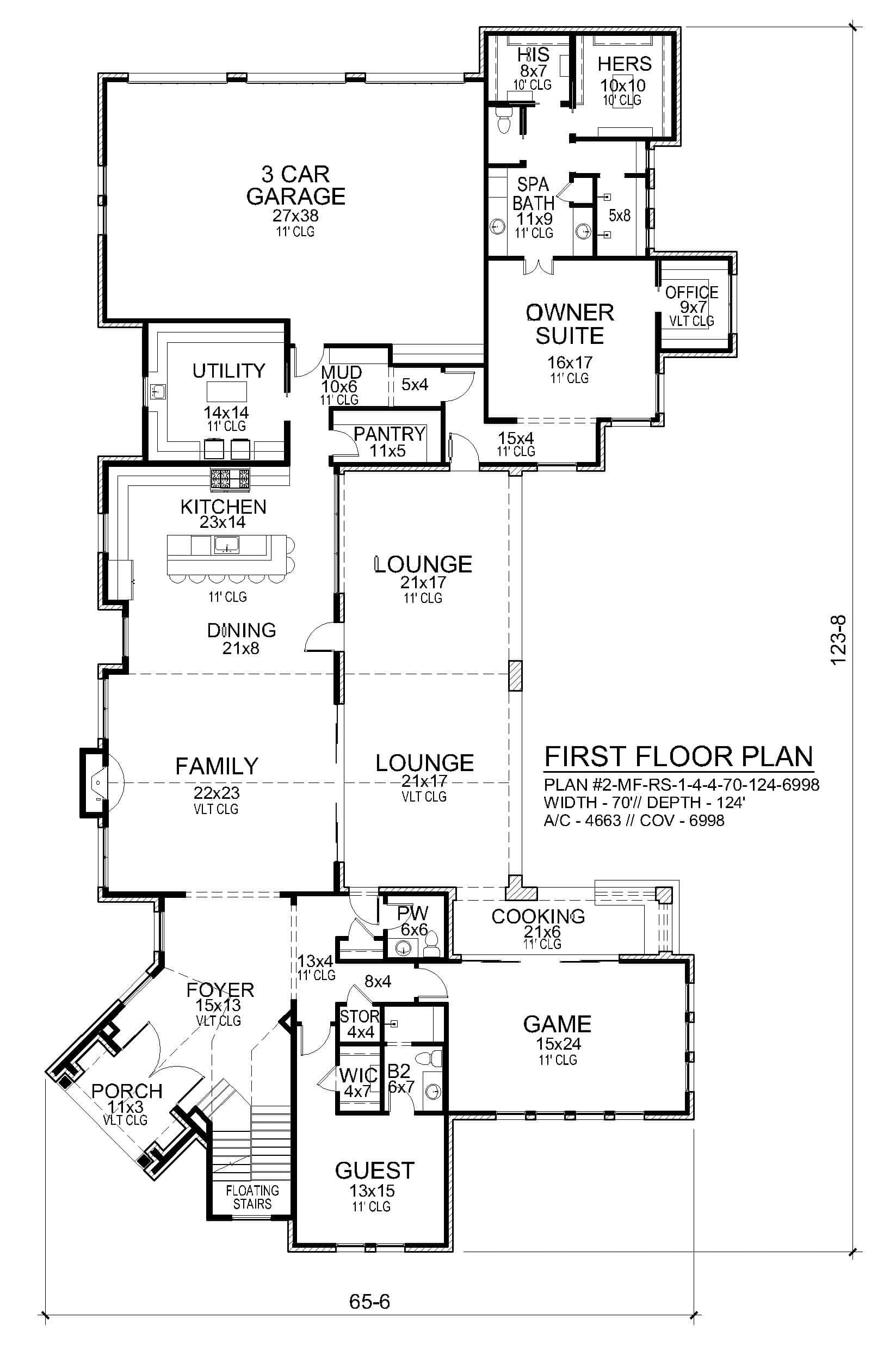 Main Level of Contemporary Plan #195-1372