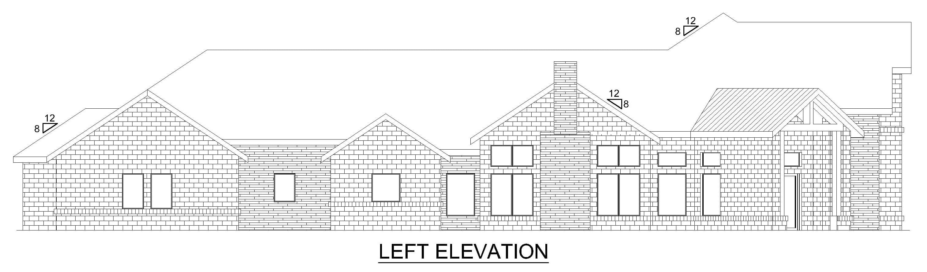 Home Plan Left Elevation of this 4-Bedroom,4663 Sq Ft Plan -195-1372