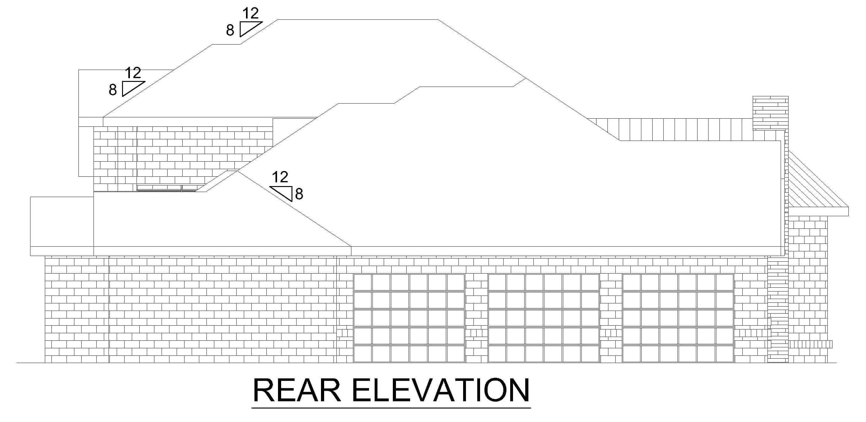Home Plan Rear Elevation of this 4-Bedroom,4663 Sq Ft Plan -195-1372