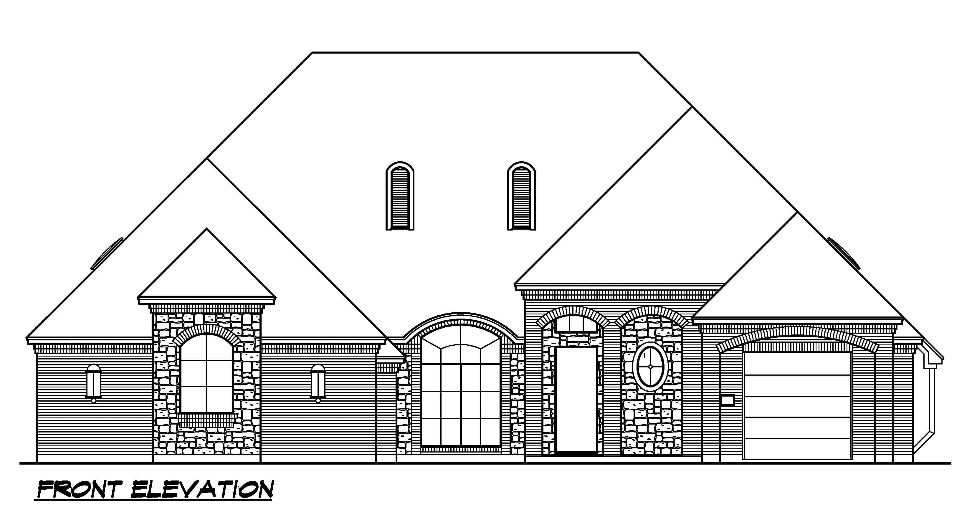 Home Plan Front Elevation of this 3-Bedroom,3189 Sq Ft Plan -195-1373