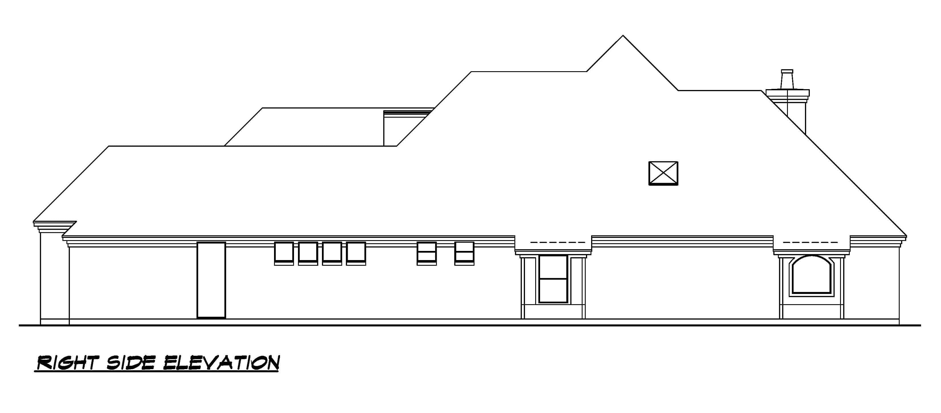 Home Plan Right Elevation of this 3-Bedroom,3189 Sq Ft Plan -195-1373