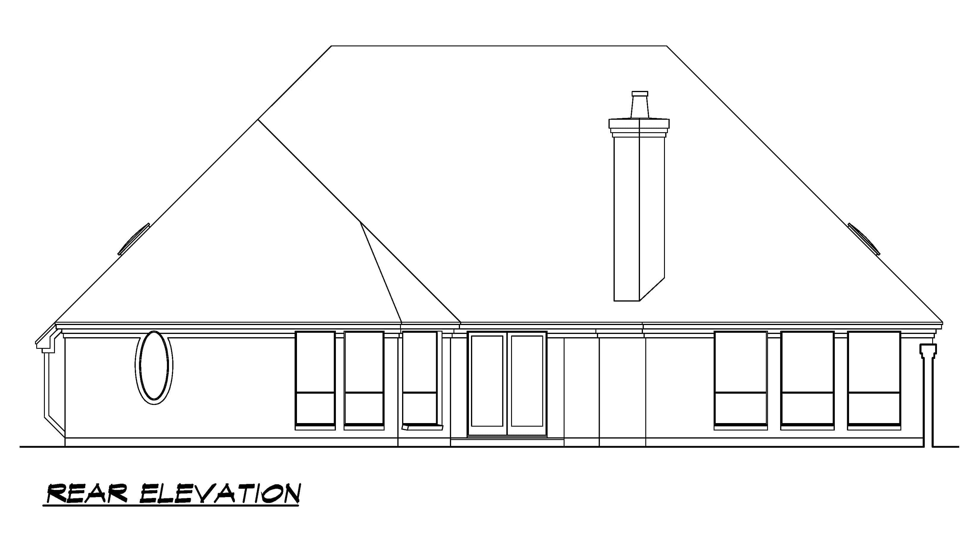 Home Plan Rear Elevation of this 3-Bedroom,3189 Sq Ft Plan -195-1373