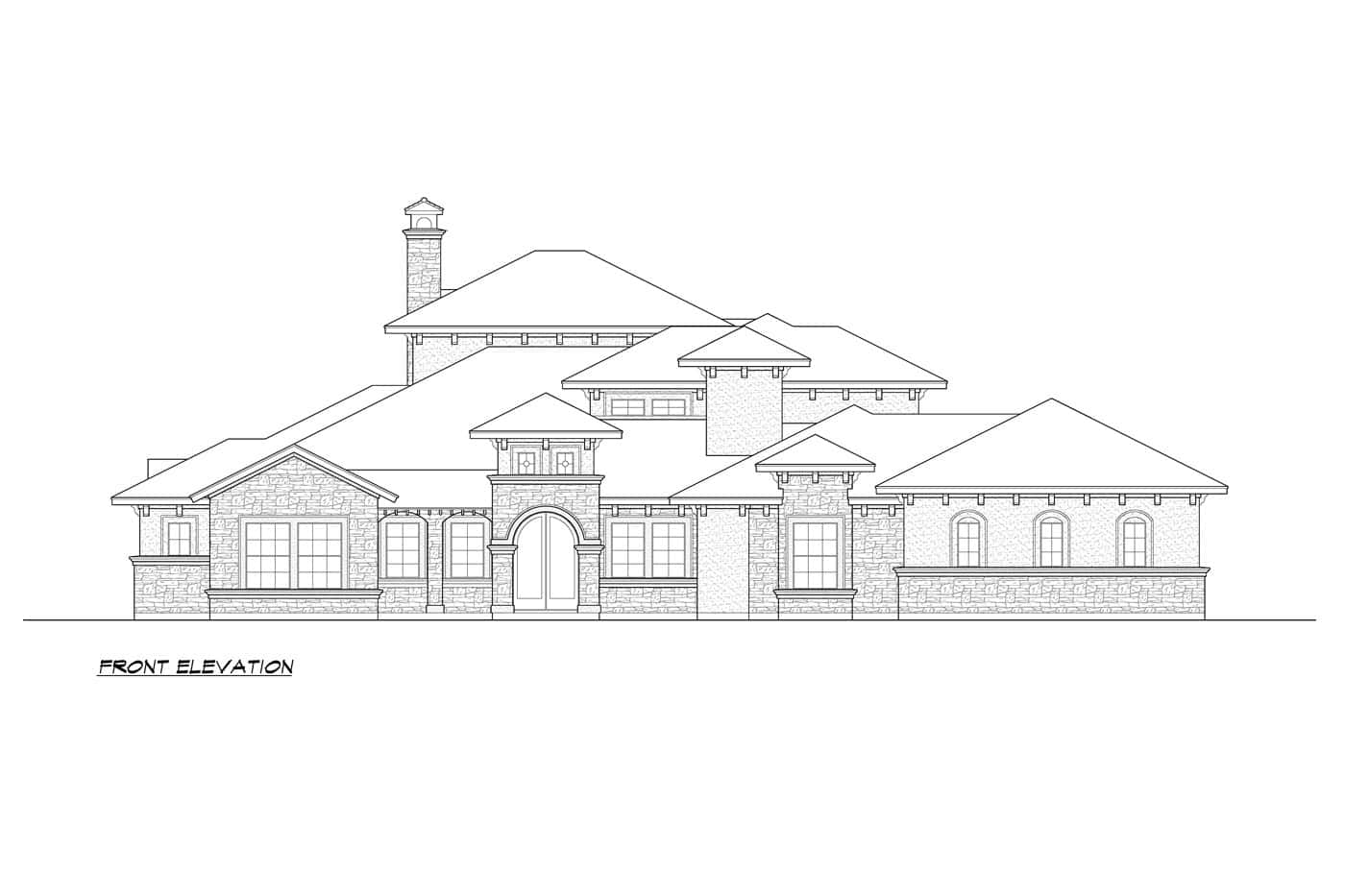 Home Plan Front Elevation of this 5-Bedroom,5443 Sq Ft Plan -195-1374