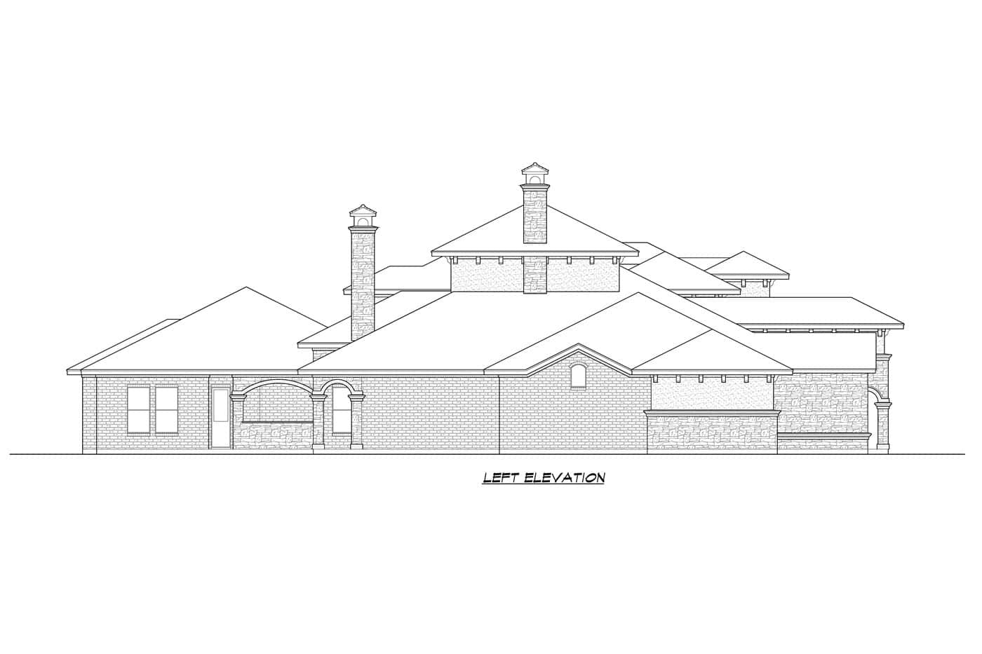 Home Plan Left Elevation of this 5-Bedroom,5443 Sq Ft Plan -195-1374