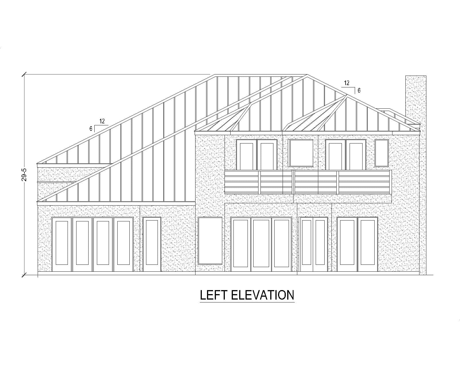 Home Plan Left Elevation of this 4-Bedroom,4755 Sq Ft Plan -195-1375