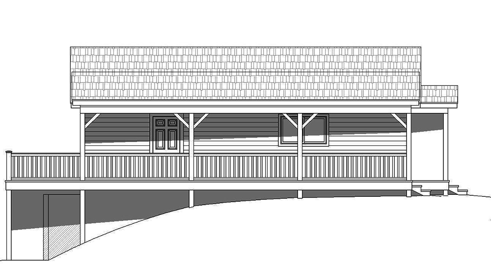 Home Plan Right Elevation of this 1-Bedroom,765 Sq Ft Plan -196-1001