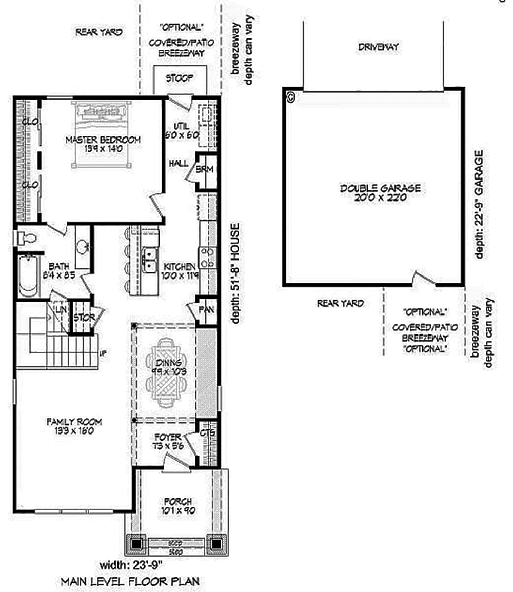 Floor Plan First Story of Cottage Plan #196-1004