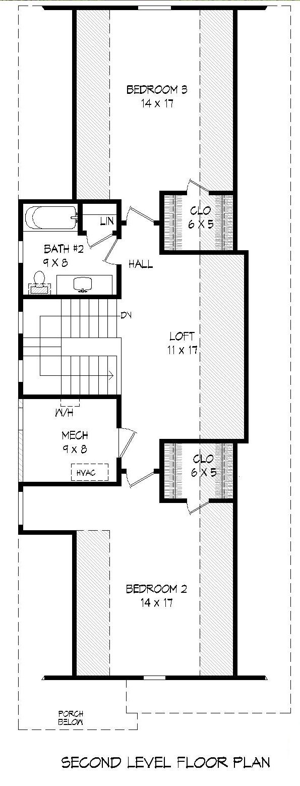 Floor Plan Second Story of Country Plan #196-1027