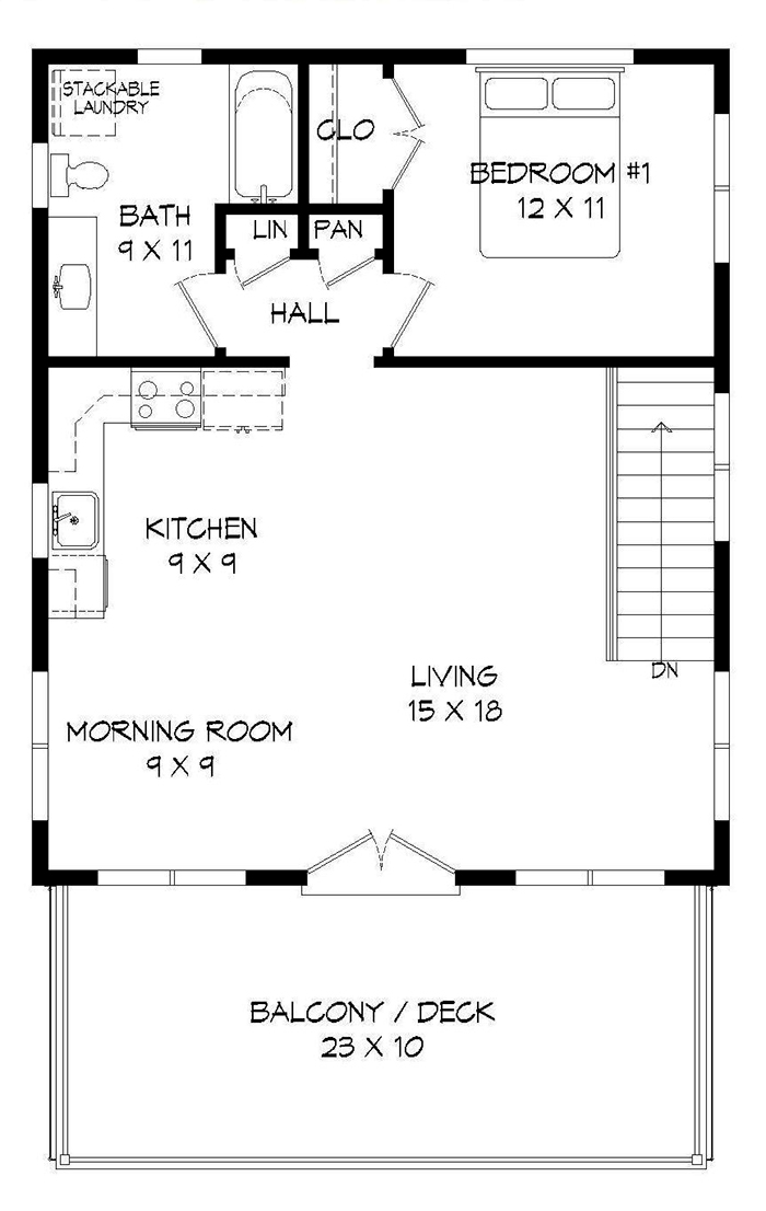 Floor Plan Second Story of Contemporary Plan #196-1036