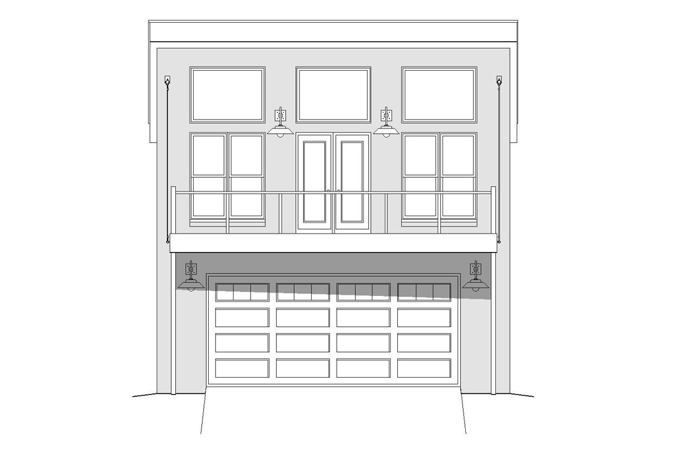 Home Plan Front Elevation of this 1-Bedroom,881 Sq Ft Plan -196-1036