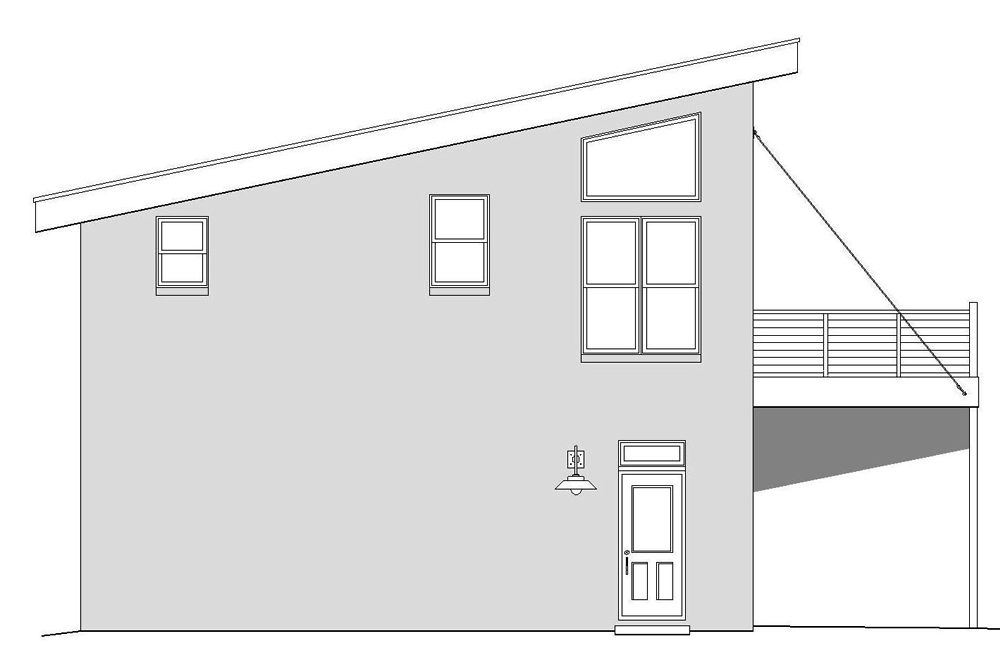 Home Plan Left Elevation of this 1-Bedroom,881 Sq Ft Plan -196-1036