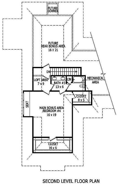 Floor Plan Second Story of Traditional Plan #196-1040