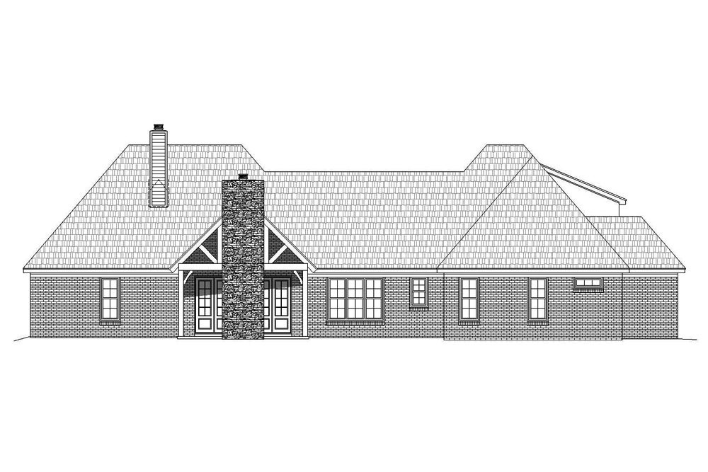 Home Plan Rear Elevation of this 4-Bedroom,3445 Sq Ft Plan -196-1040