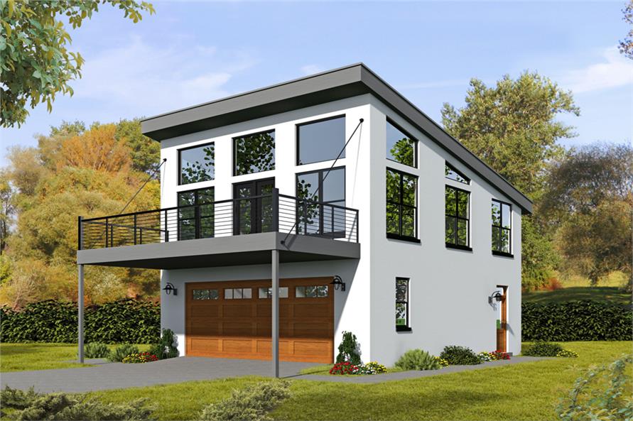 1-Bedroom, 820 Sq Ft Garage with Apartment Plan - 196-1049 - Main Exterior