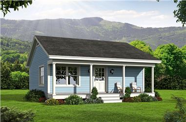 1-Bedroom, 561 Sq Ft Small House Plan - 196-1050 - Main Exterior