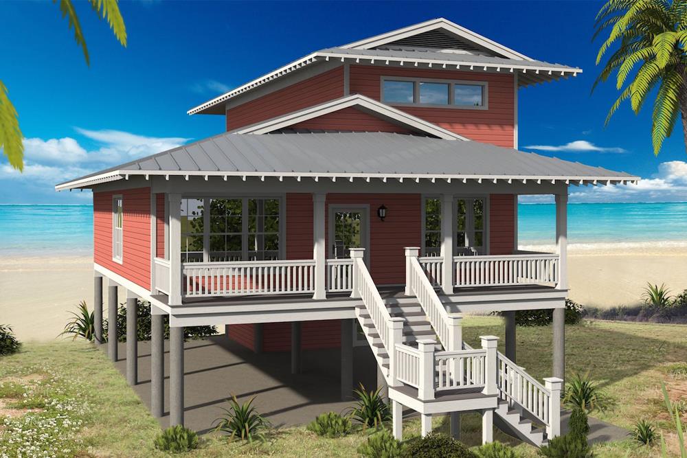 Beachfront home (ThePlanCollection: Plan #196-1061)