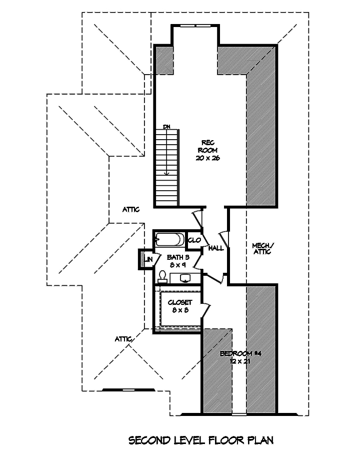 Floor Plan Second Story of European Plan #196-1064