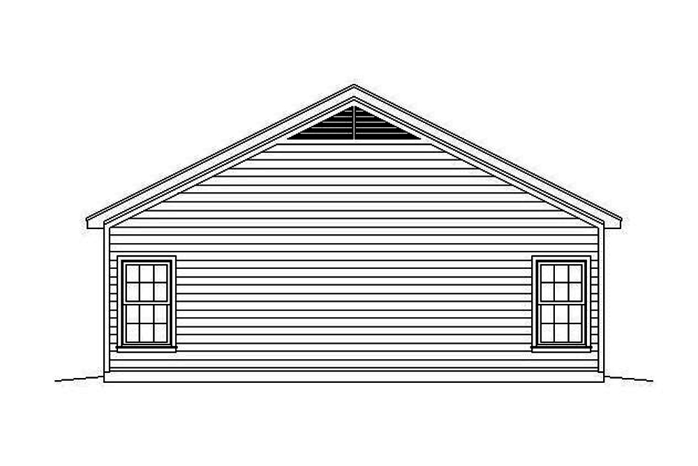 Home Plan Rear Elevation of this 2-Bedroom,1050 Sq Ft Plan -196-1069