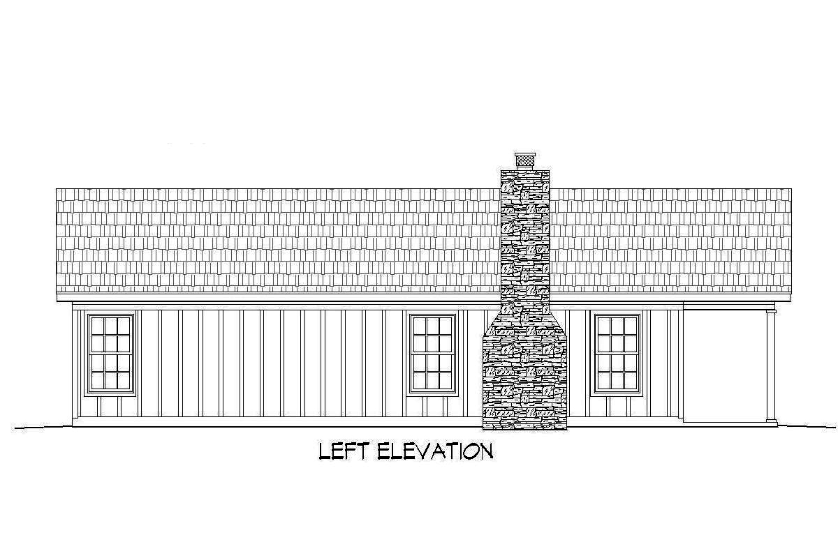 Home Plan Left Elevation of this 2-Bedroom,1000 Sq Ft Plan -196-1087