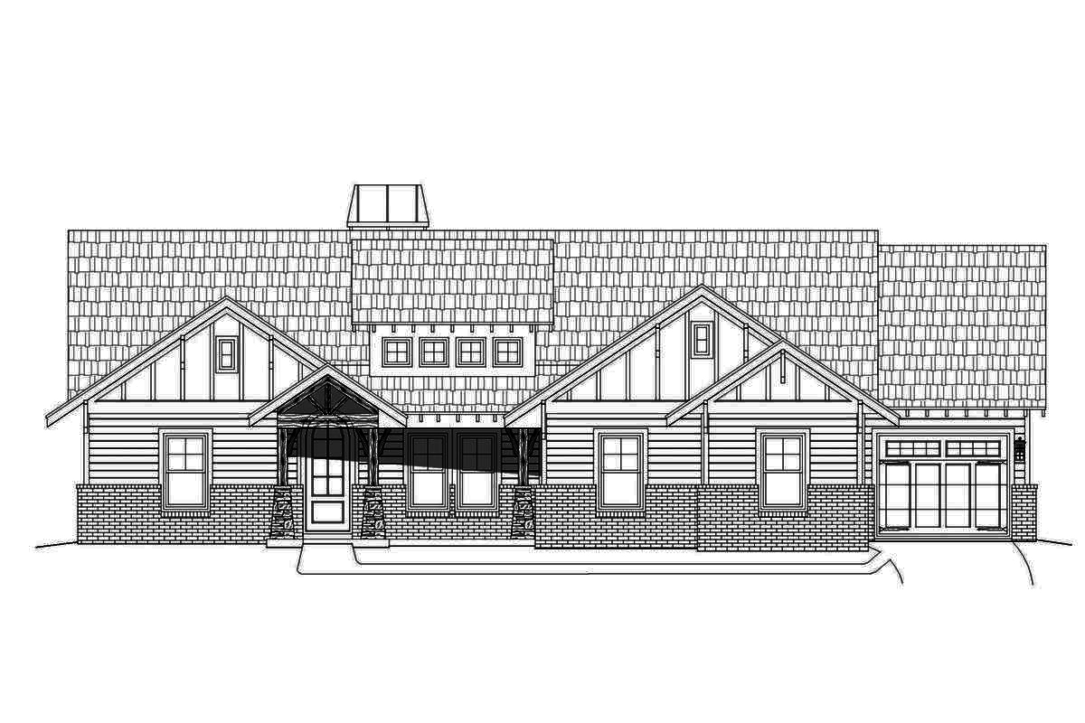 Home Plan Front Elevation of this 4-Bedroom,2512 Sq Ft Plan -196-1091