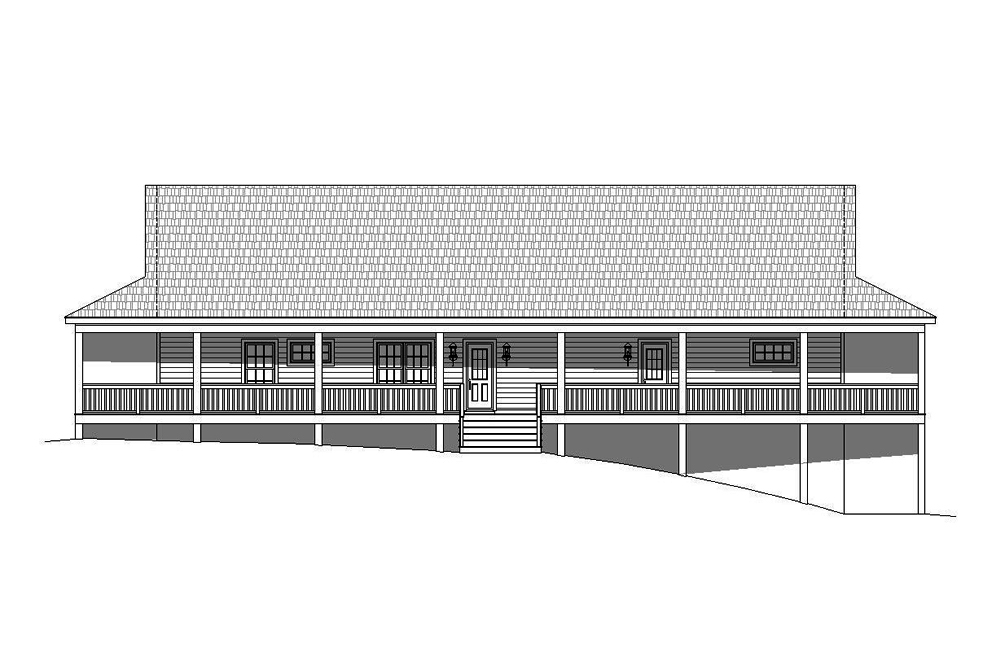 Home Plan Rear Elevation of this 3-Bedroom,2382 Sq Ft Plan -196-1095