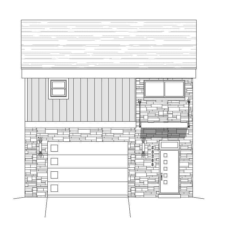 Home Plan Front Elevation of this 1-Bedroom,825 Sq Ft Plan -196-1100