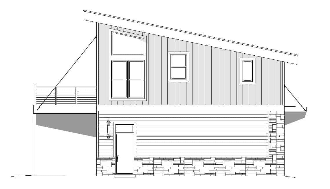 Home Plan Left Elevation of this 1-Bedroom,825 Sq Ft Plan -196-1100