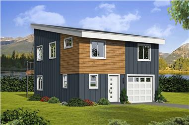 3-Bedroom, 1125 Sq Ft Modern House Plan - 196-1106 - Front Exterior
