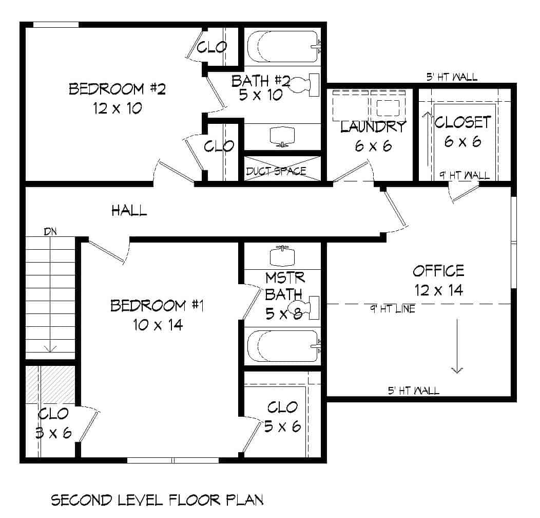 Floor Plan Upper Level of Modern Plan #196-1111