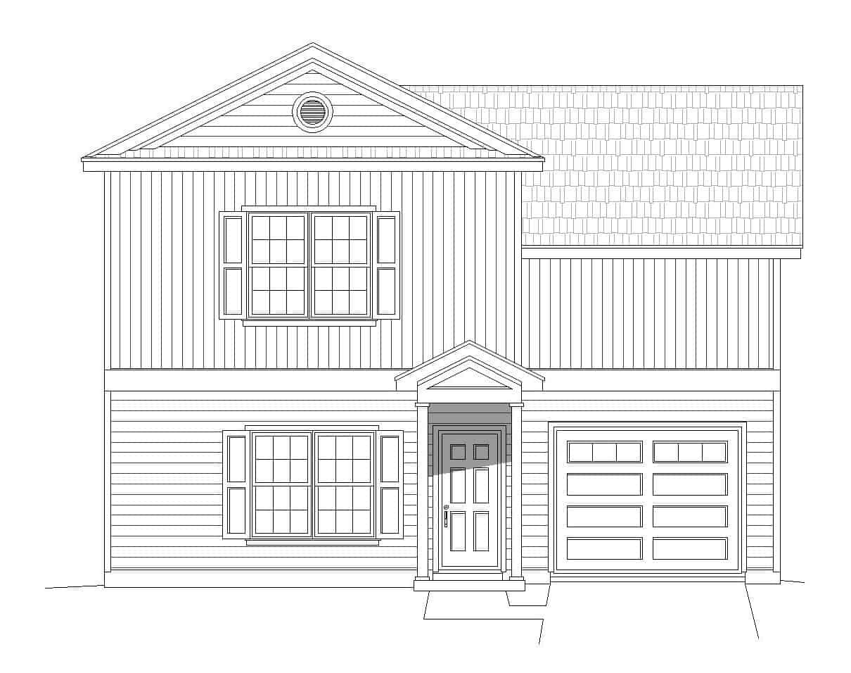 Home Plan Front Elevation of this 2-Bedroom,1400 Sq Ft Plan -196-1111