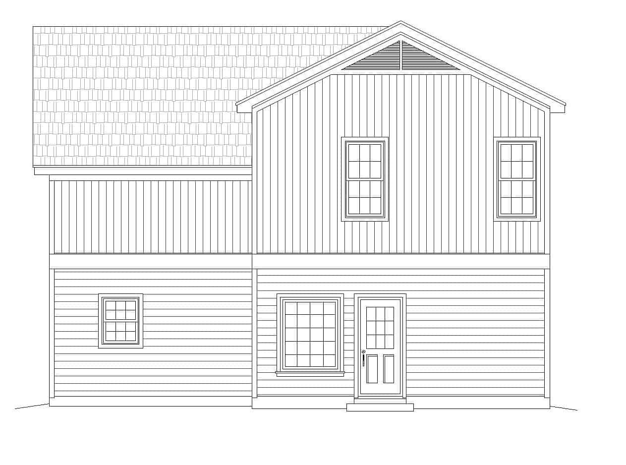 Home Plan Rear Elevation of this 3-Bedroom,1840 Sq Ft Plan -196-1115