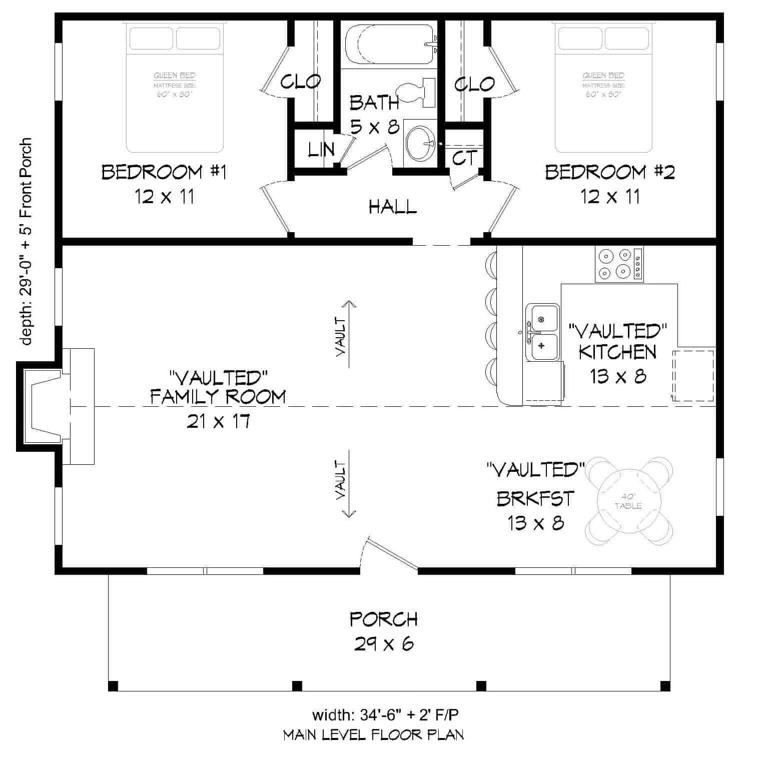 1000 Sq Ft Ranch House Plan 2 Bedrooms 1 Bath Porch