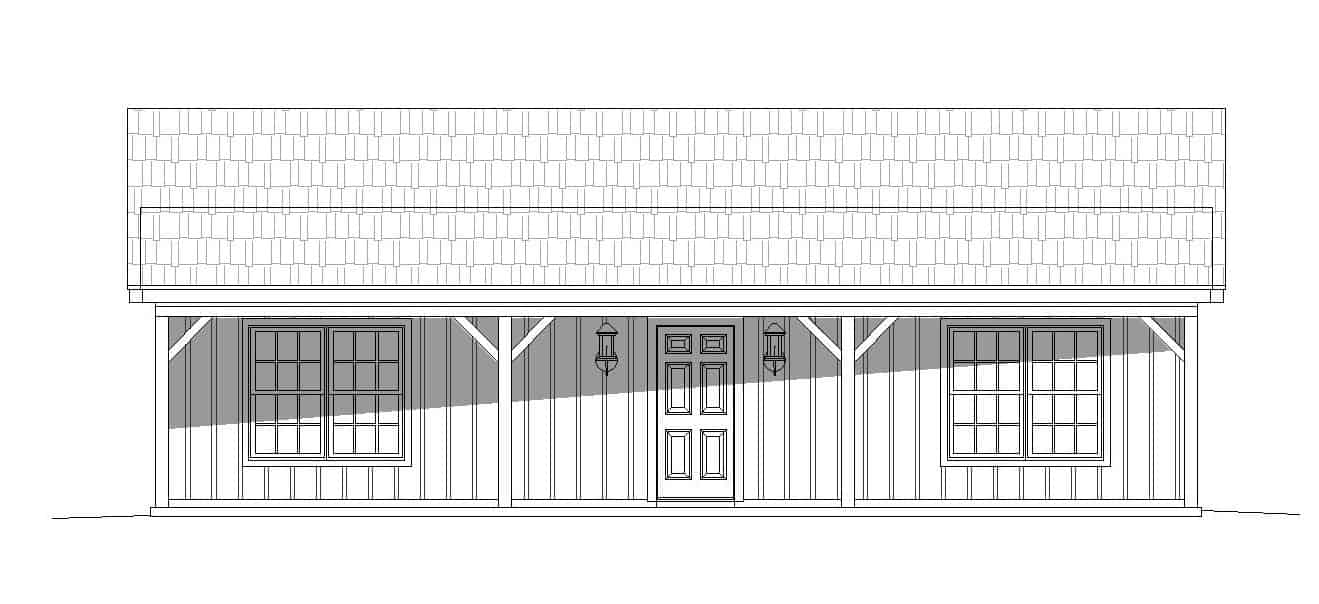 Home Plan Front Elevation of this 2-Bedroom,1000 Sq Ft Plan -196-1117