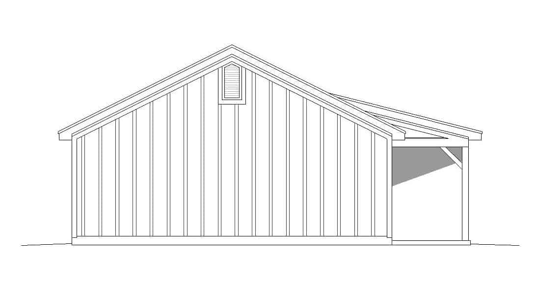 Home Plan Left Elevation of this 2-Bedroom,1000 Sq Ft Plan -196-1117