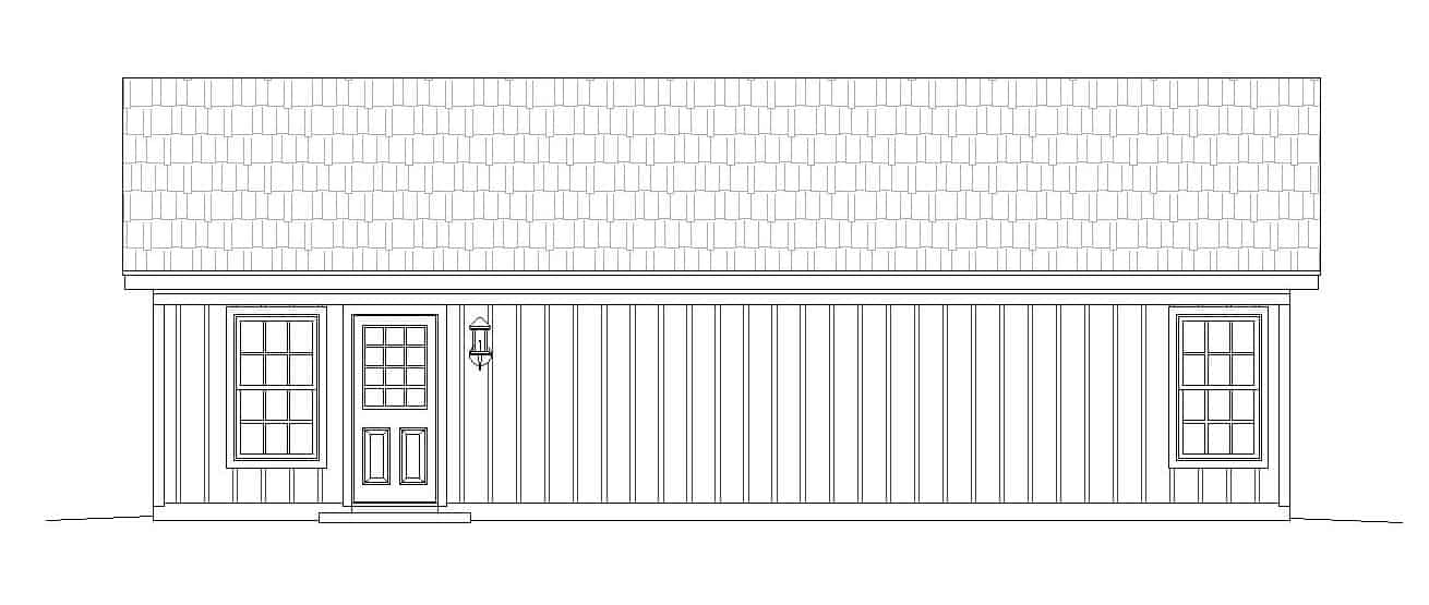 Home Plan Rear Elevation of this 2-Bedroom,1000 Sq Ft Plan -196-1117