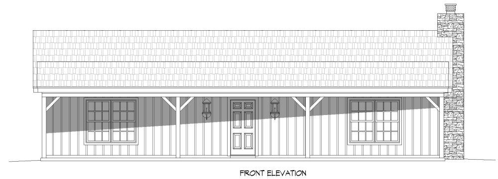 Home Plan Front Elevation of this 2-Bedroom,1200 Sq Ft Plan -196-1120