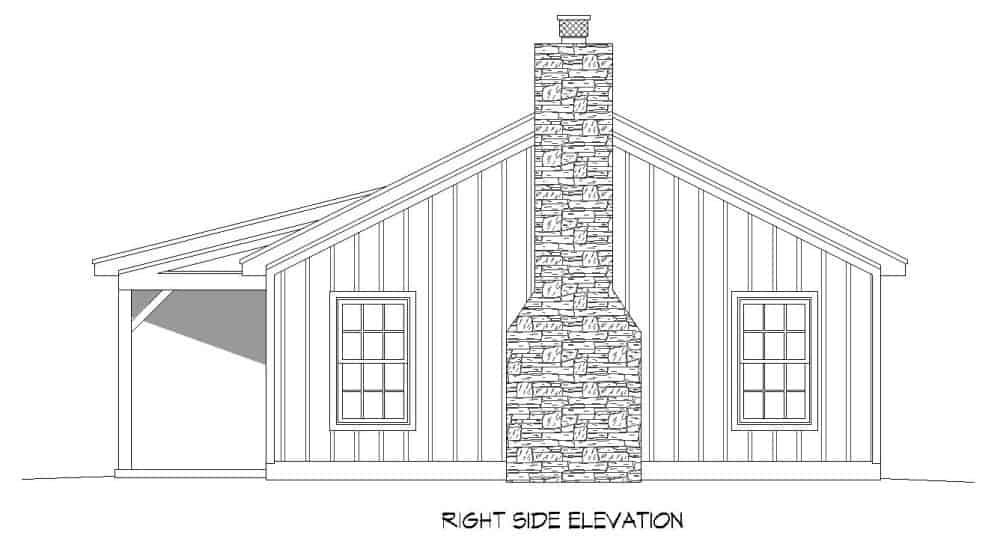 Home Plan Right Elevation of this 2-Bedroom,1200 Sq Ft Plan -196-1120