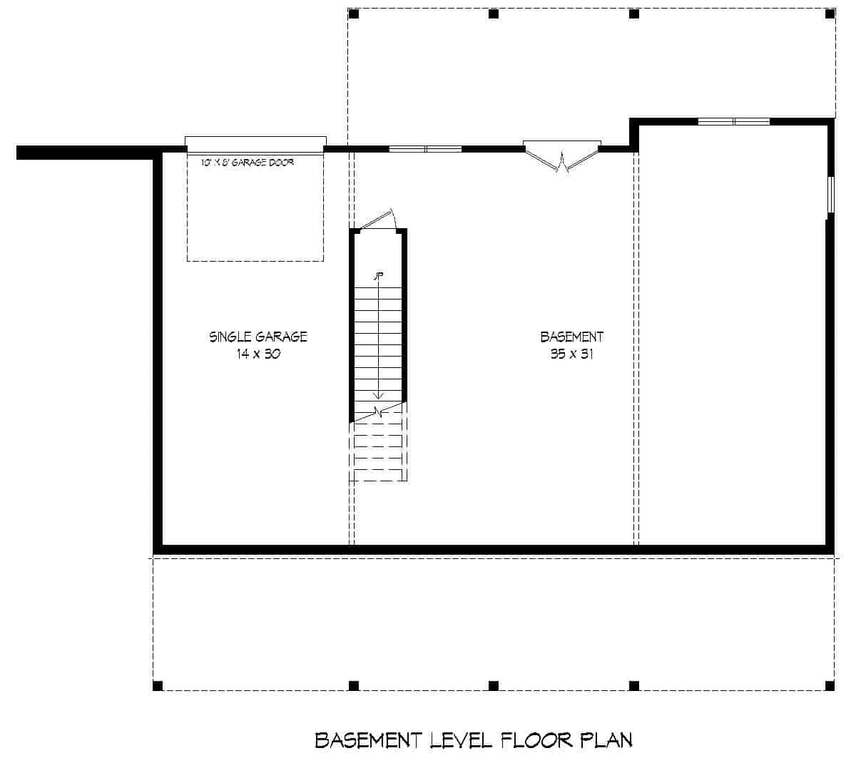 Floor Plan Basement of Country Plan #196-1137