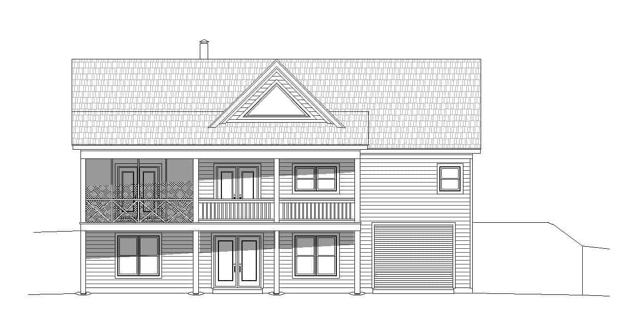 Home Plan Rear Elevation of this 2-Bedroom,1531 Sq Ft Plan -196-1137