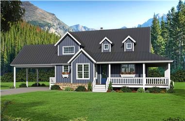 3-Bedroom, 2229 Sq Ft Country House Plan - 196-1138 - Front Exterior