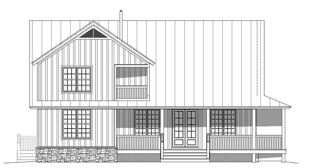 Home Plan Rear Elevation of this 3-Bedroom,2100 Sq Ft Plan -196-1140