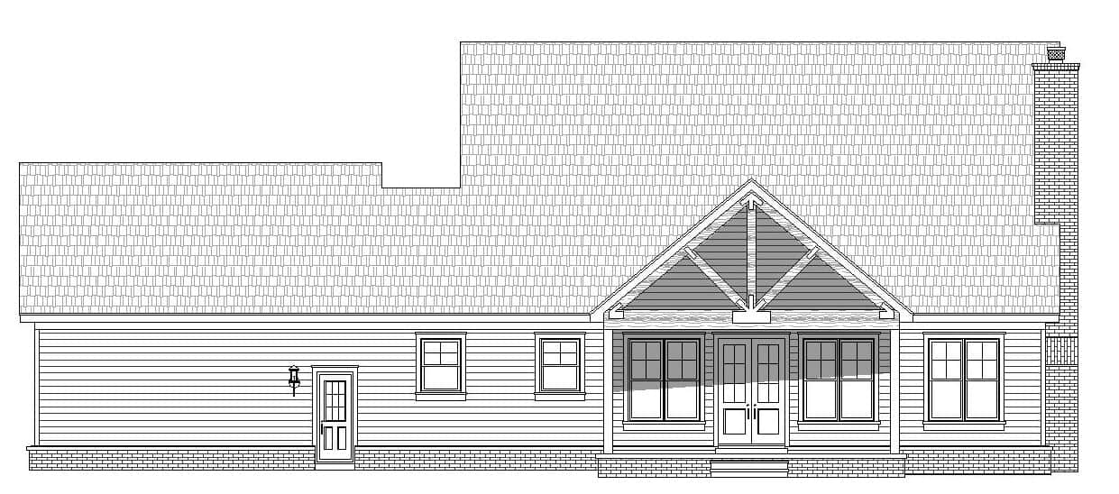 Home Plan Rear Elevation of this 3-Bedroom,2200 Sq Ft Plan -196-1149