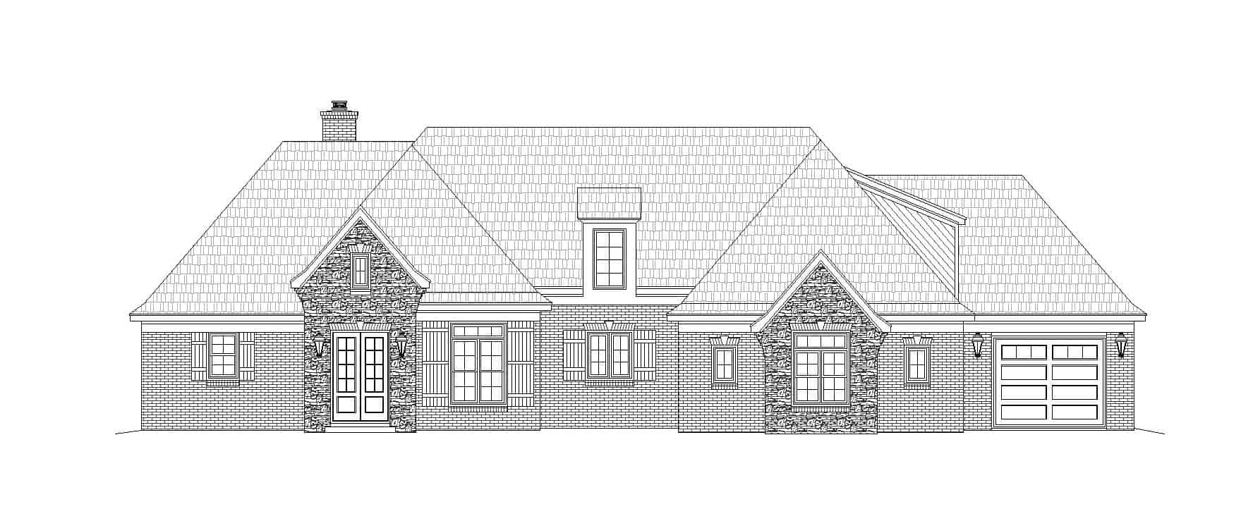 Home Plan Front Elevation of this 4-Bedroom,3621 Sq Ft Plan -196-1158