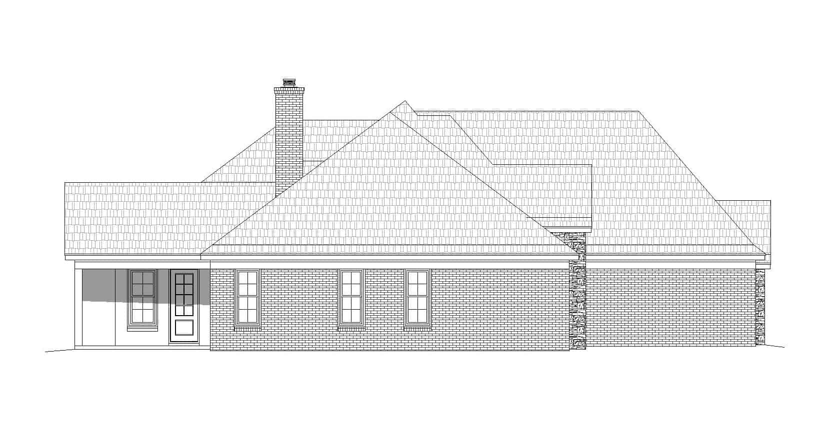 Home Plan Left Elevation of this 4-Bedroom,3621 Sq Ft Plan -196-1158