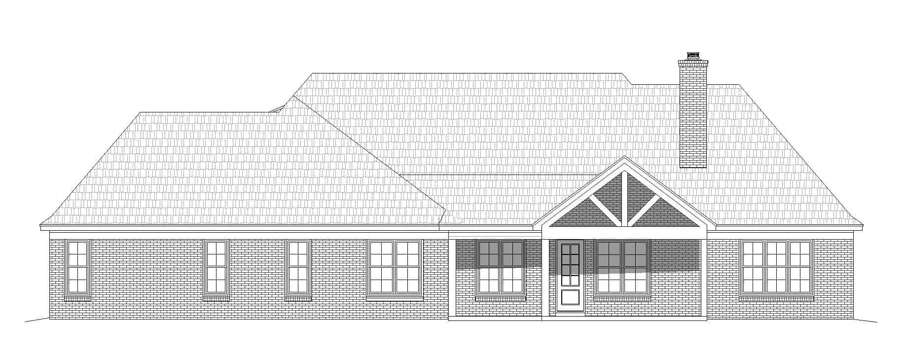 Home Plan Rear Elevation of this 4-Bedroom,3621 Sq Ft Plan -196-1158