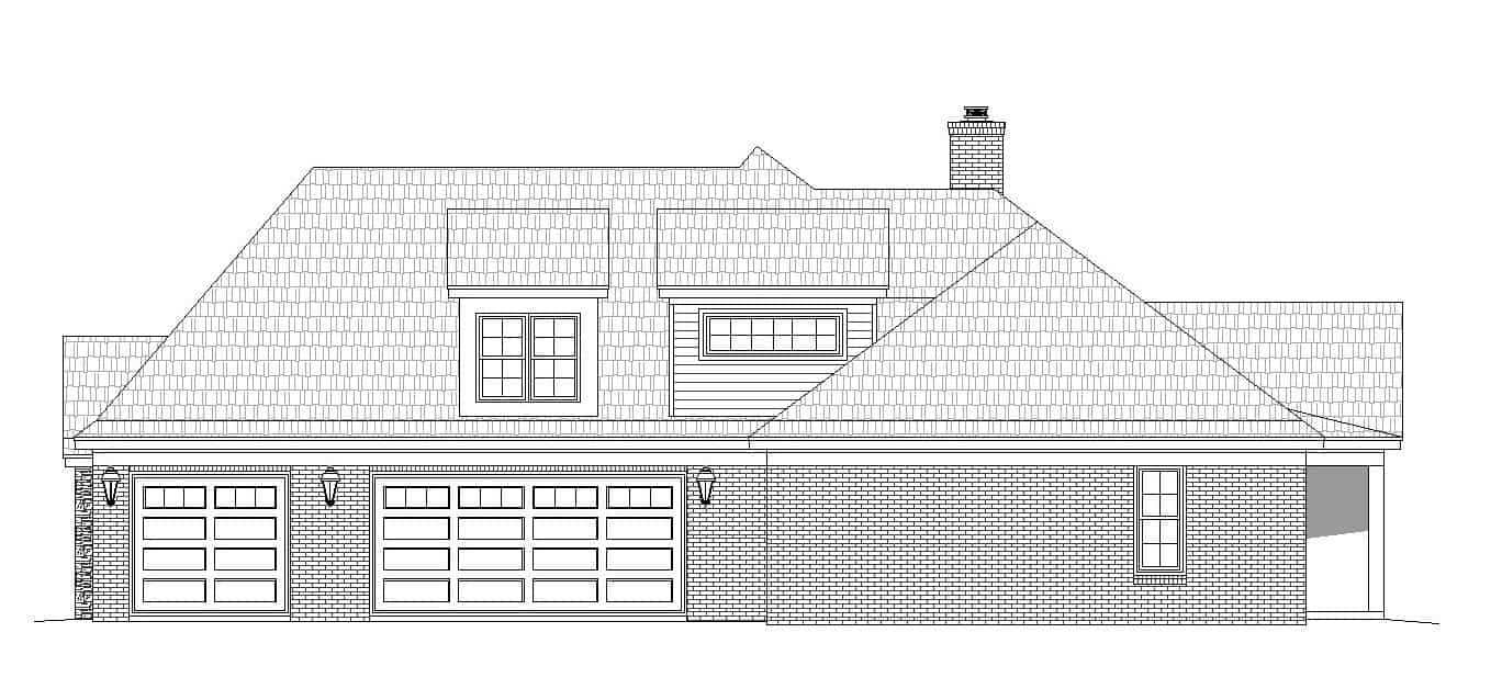 Home Plan Right Elevation of this 4-Bedroom,3621 Sq Ft Plan -196-1158
