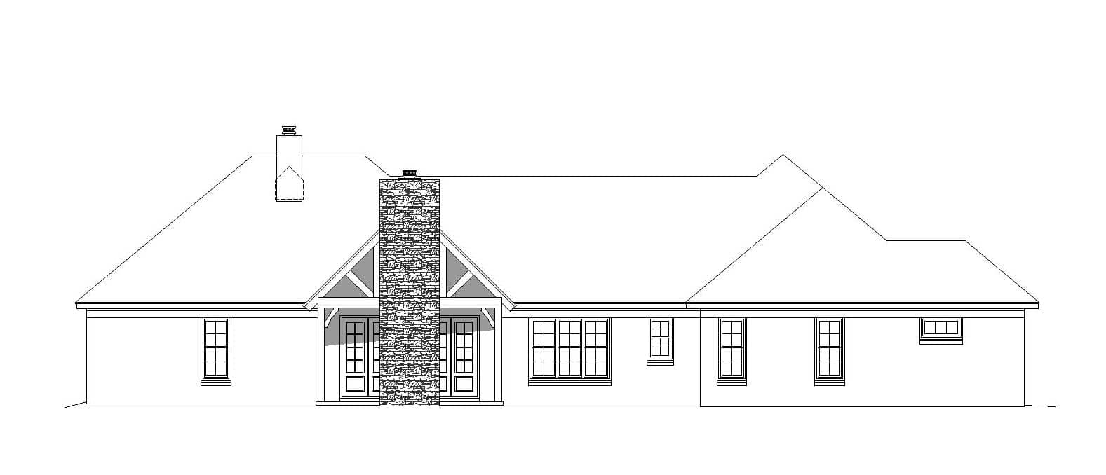 Home Plan Rear Elevation of this 3-Bedroom,2916 Sq Ft Plan -196-1164
