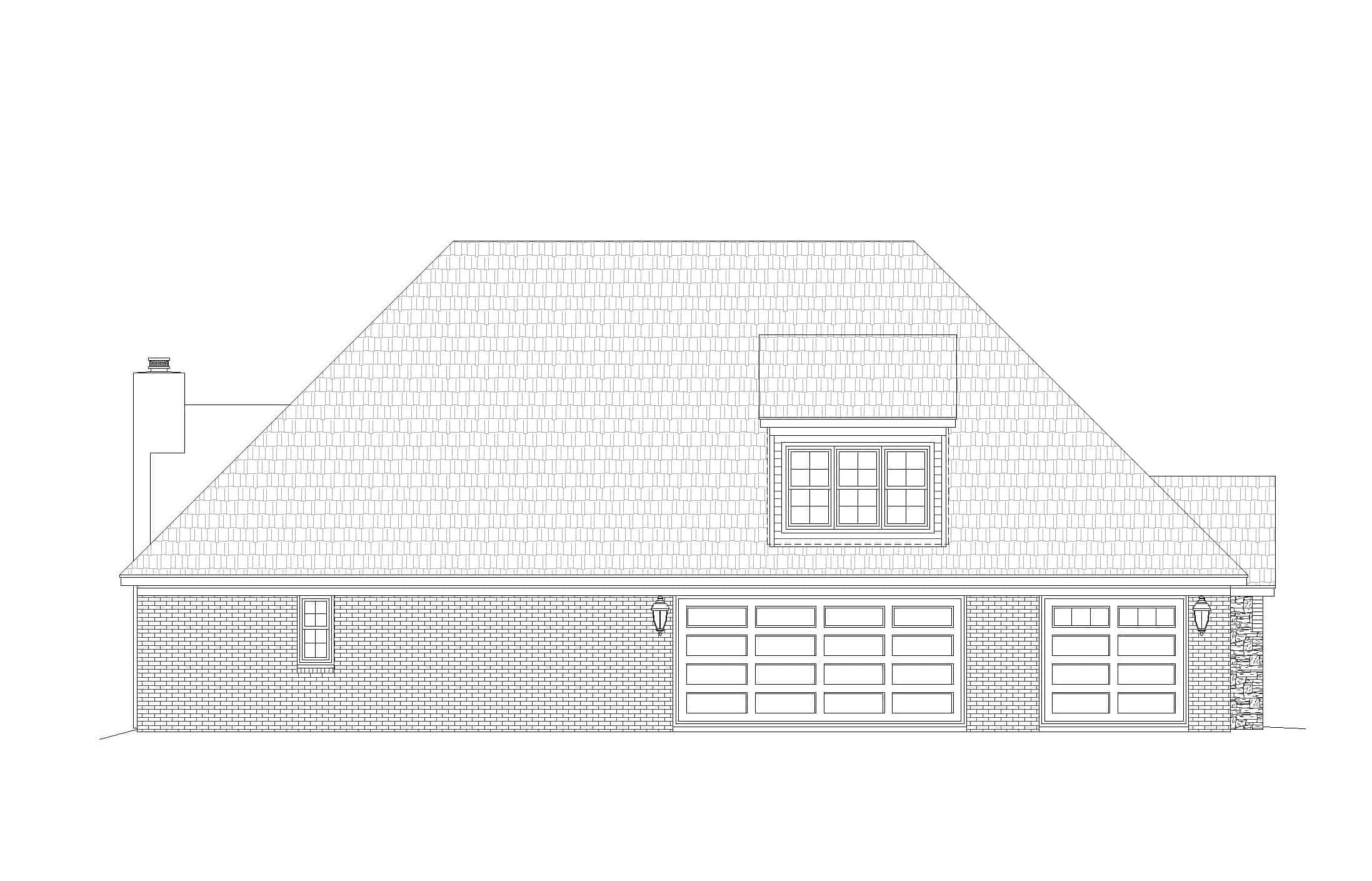 Home Plan Left Elevation of this 3-Bedroom,2819 Sq Ft Plan -196-1166