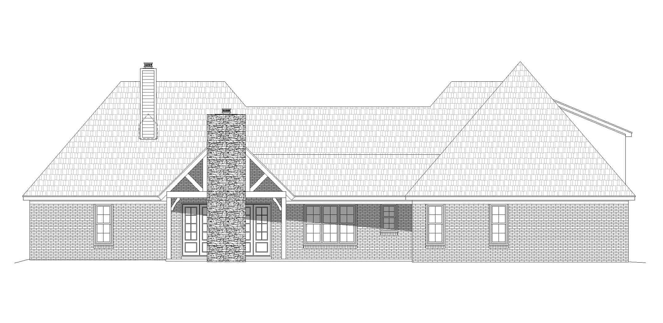 Home Plan Rear Elevation of this 3-Bedroom,2819 Sq Ft Plan -196-1166